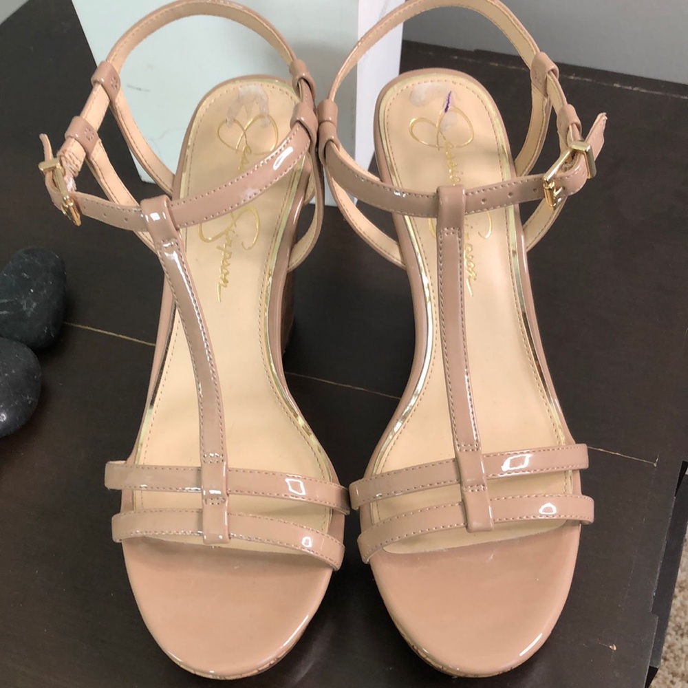 Taupe wedge sandals